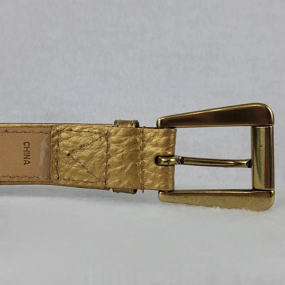Michael Kors Womens Medium Brown Suede Gold Metallic Leather Belt Vintage 2002
